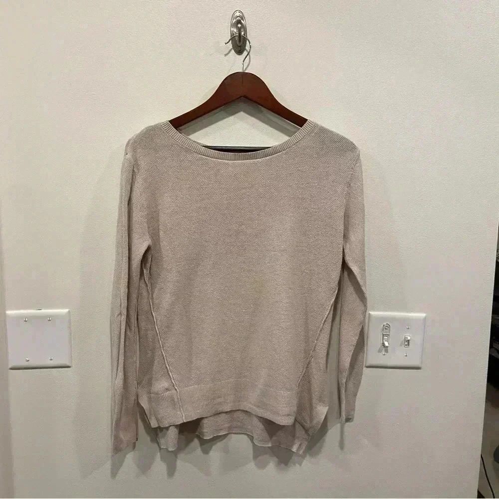 Sigrid Olsen Womens linen blend scoop neck sweater size small coastal minimalist